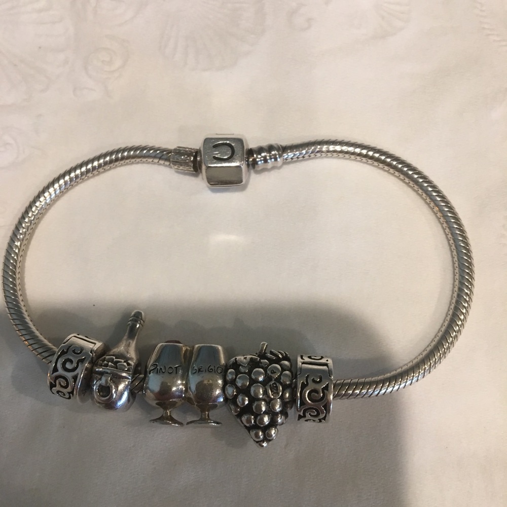 Wine Lovers Chamilia Charm Bracelet 925 Sterling
